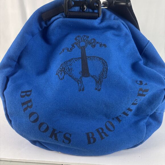 Brooks Brothers Weekender Duffle Bag Blue Canvas 19.5" *READ* - Picture 6 of 10